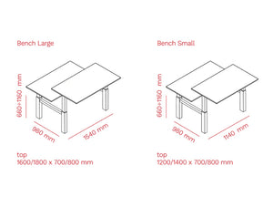 Mara Follow Height Adjustable Office Bench Desk Dimensions