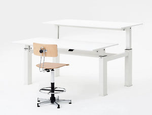 Mara Follow Height Adjustable Office Bench Desks With Cable Management And Task Operator Chair
