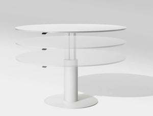 Mara Follow Height Adjustable Round Meeting Table In White
