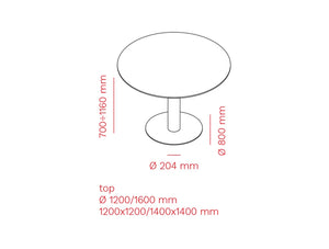 Mara Follow Round Adjustable Table 299M 5 Dimensions
