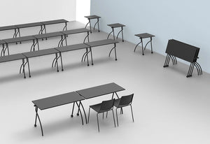 Mara Gate Training Multifunctional Table On Castors 8 In Black Finish With Black Chair In Classroom Settings