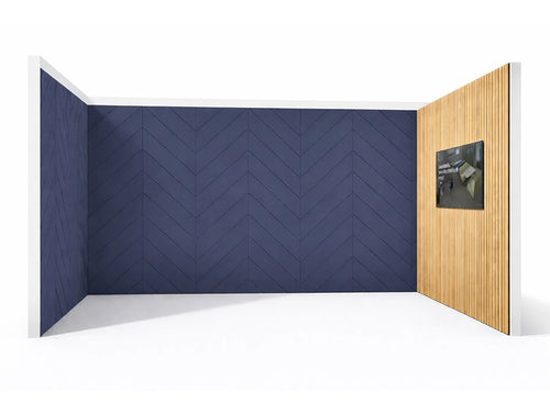 Media Meeting Room with Acoustic Panels Glassboards and Wooden Slats
