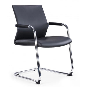 Medium Back Boardroom Visitor Chair In Black With Cantilever Frame