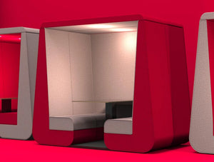 Meeting Den With Wall In Red For Noise Control