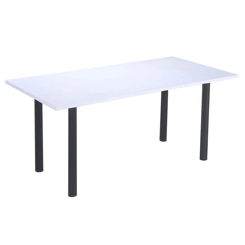 Meeting Room Table Complete With 60Mm Tubular Legs In White Top And Black Legs