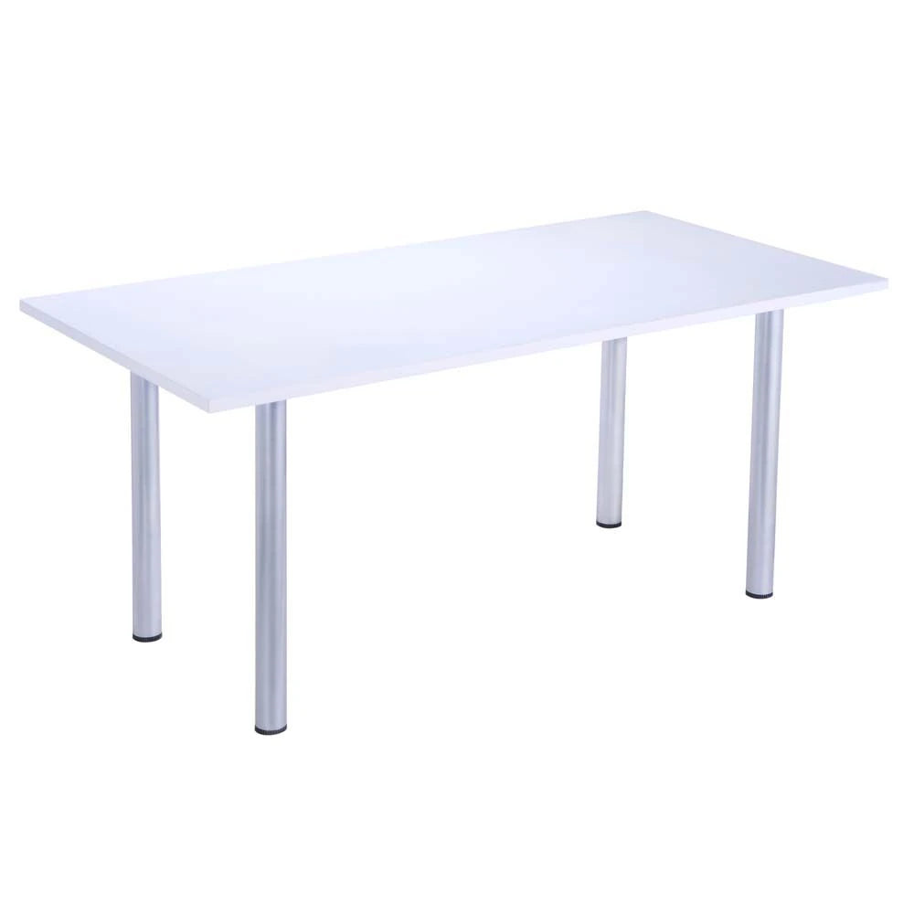 Meeting Room Table Complete With 60Mm Tubular Legs In White Top And Black Legs