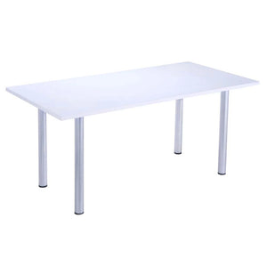 Meeting Room Table Complete With 60Mm Tubular Legs In With White Top And Silver Legs