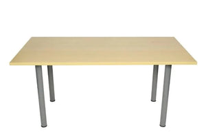 Meeting Room Table Complete With 60Mm Tubular Legs With Light Oak Top