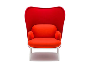 Mesh Armchair With High Shield And Bright Red Finish