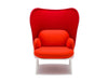 Mesh Armchair With High Shield And Bright Red Finish