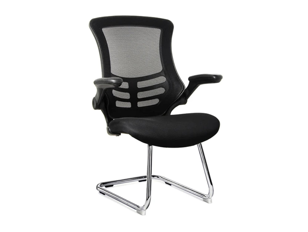 Mesh Chair With Folding Arms With Cantilever Frame