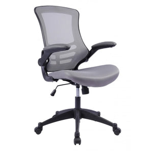 Mesh Chair With Folding Arms In Grey