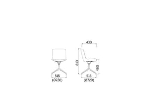 Milos Meeting 4 Star Base Office Chair Dimensions