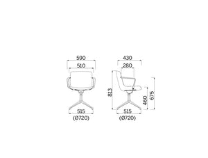 Milos Meeting 4 Star Base With Armrests Office Chair 4 Dimensions