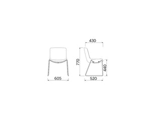 Milos Sled Base Office Chair 3 Dimensions