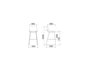 Milos Stool H 770 Cafeteria Chair 3 Dimensions