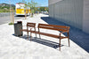 Minsk Wooden Outdoor Bench in Brown Finish Outdoor Setting 6
