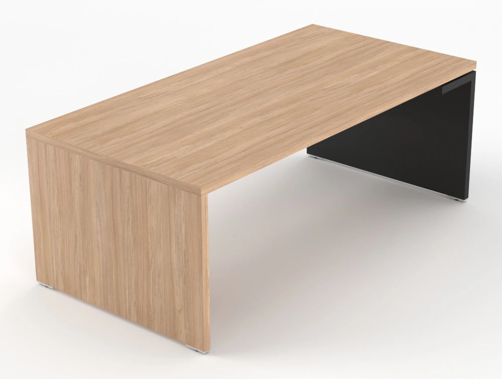 Mito Executive Desk Amber Oak Top Black Matt Body 2000Mm Right