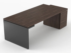 Mito Executive Desk with Side Storage Robinia Top Black Gloss Body 2219mm
