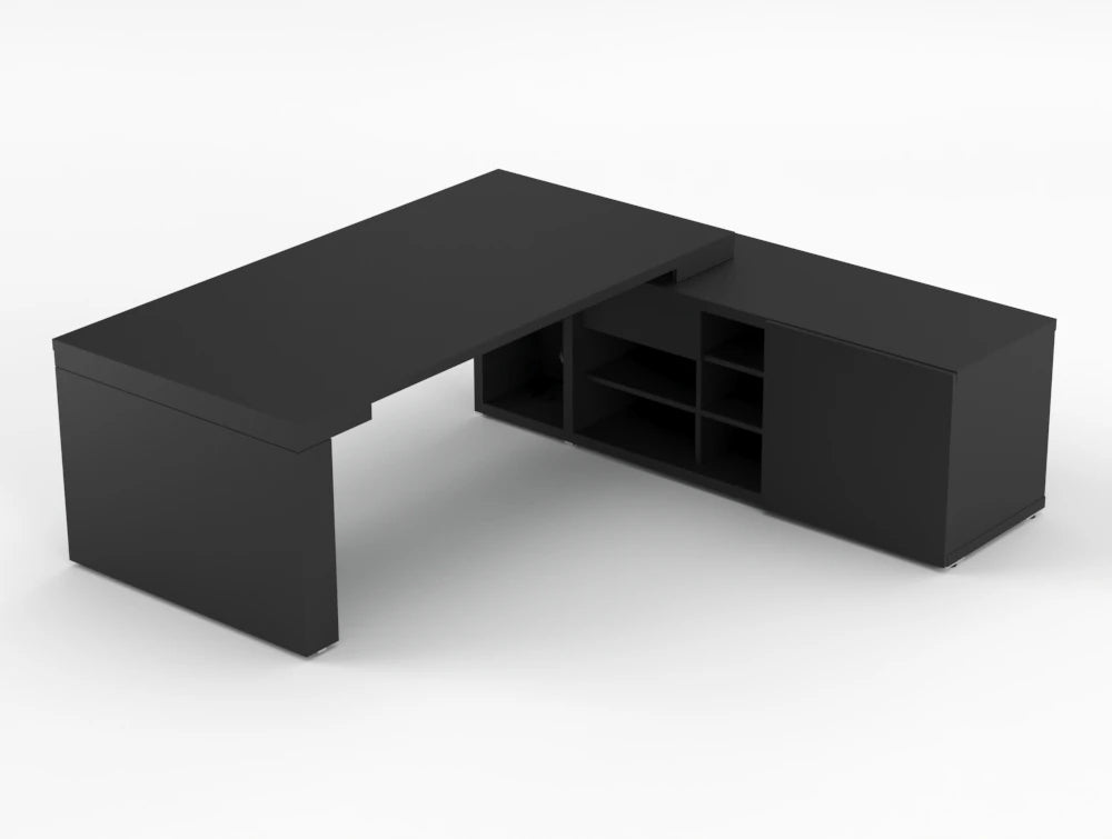 Mito Sit Stand Fenix Finerprint Proof Executive Desk With Side Storage 2190Mm Right