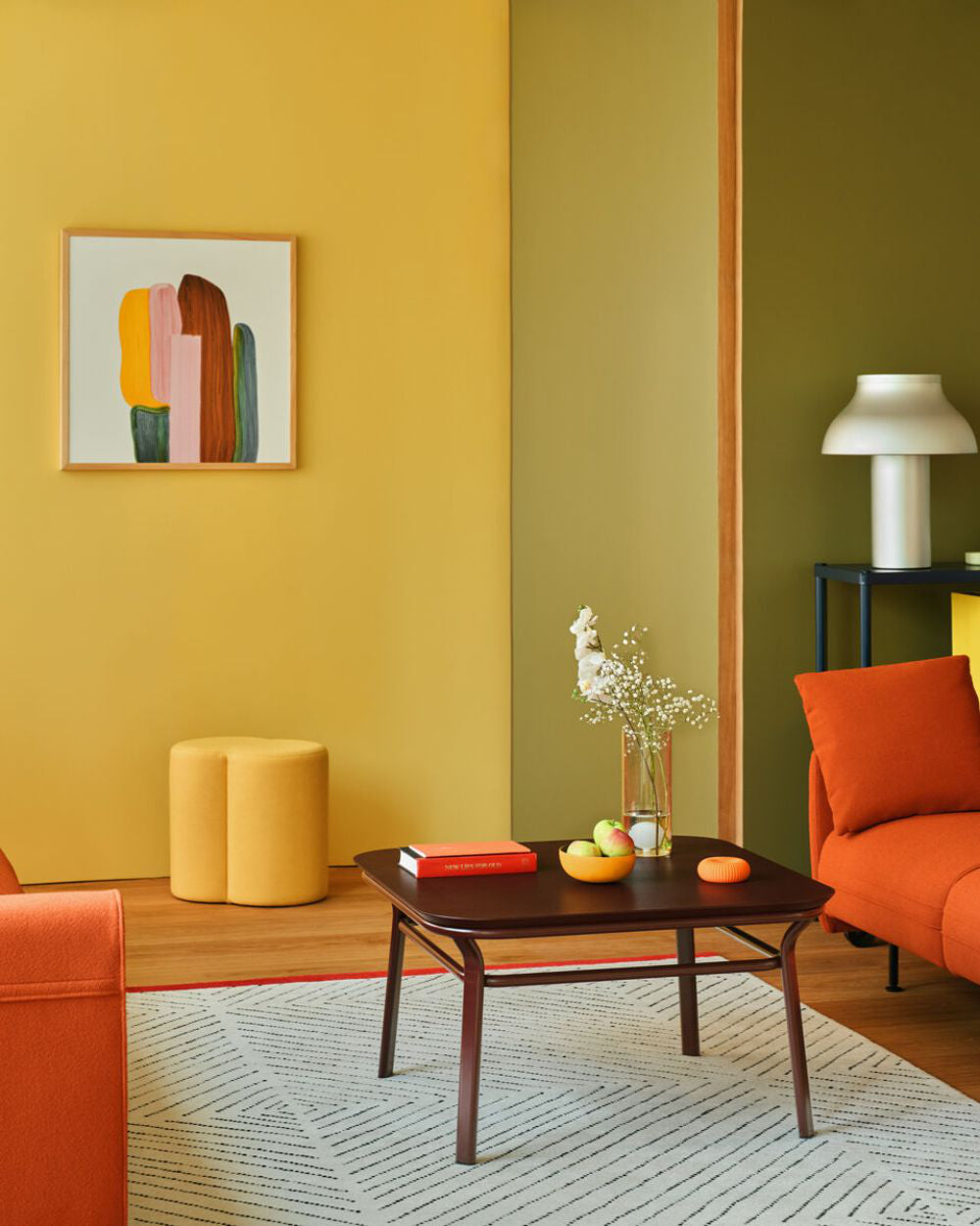 Mix Cube Soft Seating Geometric Pouffe with Coffee Table in Reception Setting