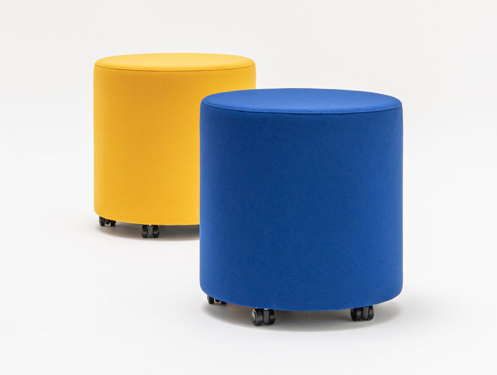 Mix Round Geometric Pouffe with Castors Featured