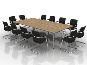 Mobili Pyramid Meeting Table With Steel Legs And Power Sockets