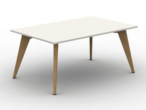 Mobili Pyramid White Bench Desk With Wooden Legs