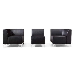 Modular Corner Section Sofa In Black Faux Leather 2