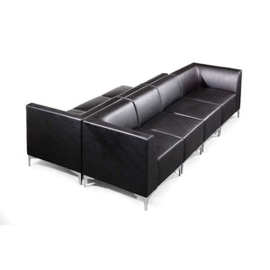 Modular Corner Section Sofa In Black Faux Leather 3