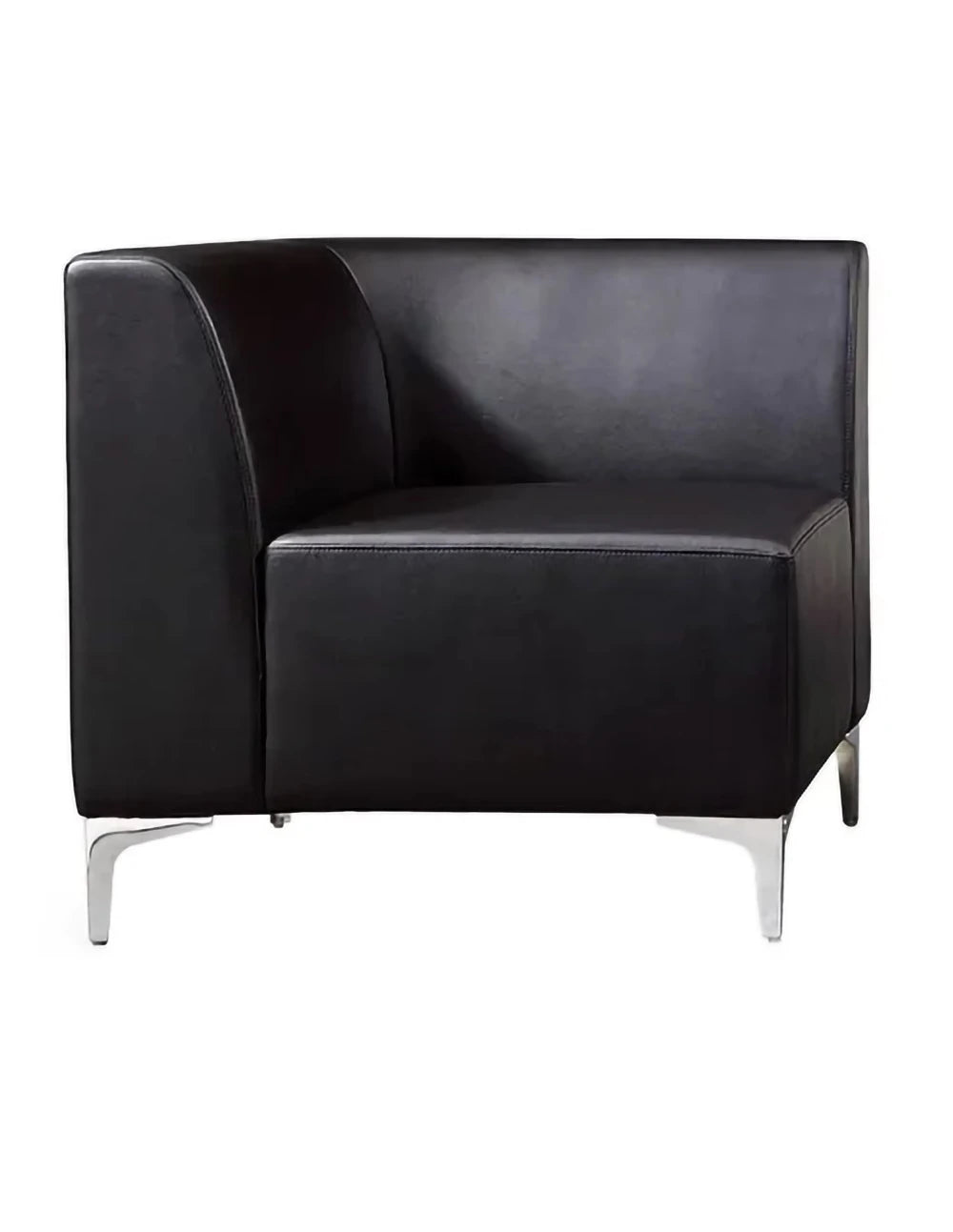 Modular Corner Section Sofa In Black Faux Leather