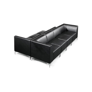 Modular Middle Section Sofa In Black Faux Leather 2
