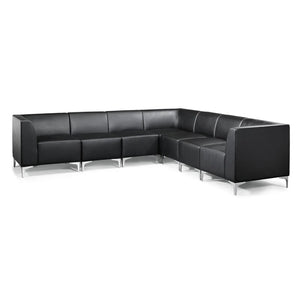 Modular Middle Section Sofa In Black Faux Leather 3