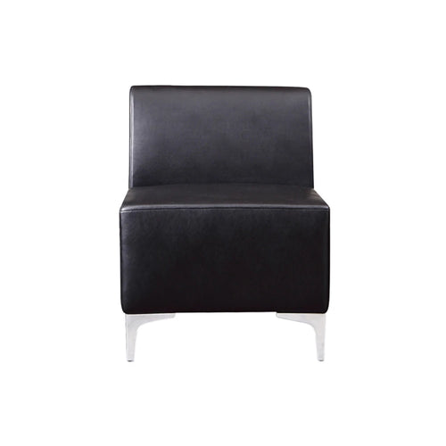Modular Middle Section Sofa In Black Faux Leather