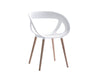 Moema Stackable Canteen Chair With Wooden Legs In White