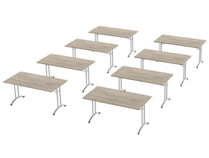 Morph Meeting Configuration 01 Single Desk In Grey Craft Oak Chrome M 01 Go Chr