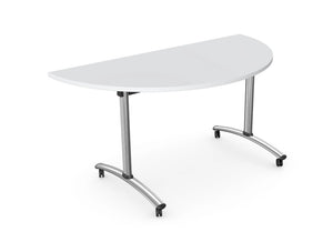 Morph Tilt Semi Circle Folding Flip Tables In White And Metal Aluminium Finish