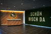 Moss Acoustic Wall Panel in Green Finish with Reception Desk in Reception Setting