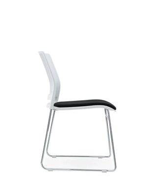 Multi Purpose Chair in White with Black Fabric Seat 3