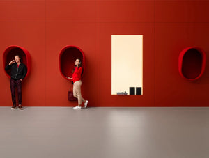 Mute Design Wall Mounted Acoustic Phone Booth In Open Space Red With Handbag Hook