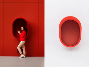 Mute Design Wall Mounted Acoustic Telephone Hood In Red