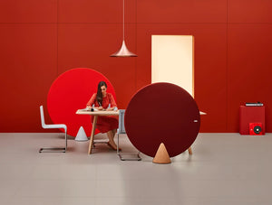 Mutedesign Cone Oval Freestanding Acoustic Panels With Concrete And Corkboard Iconic Stand