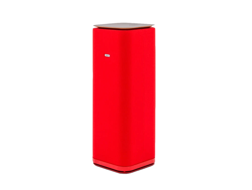 Mutedesign Tower Freestanding Acoustic Column In Red With Black Tabletop