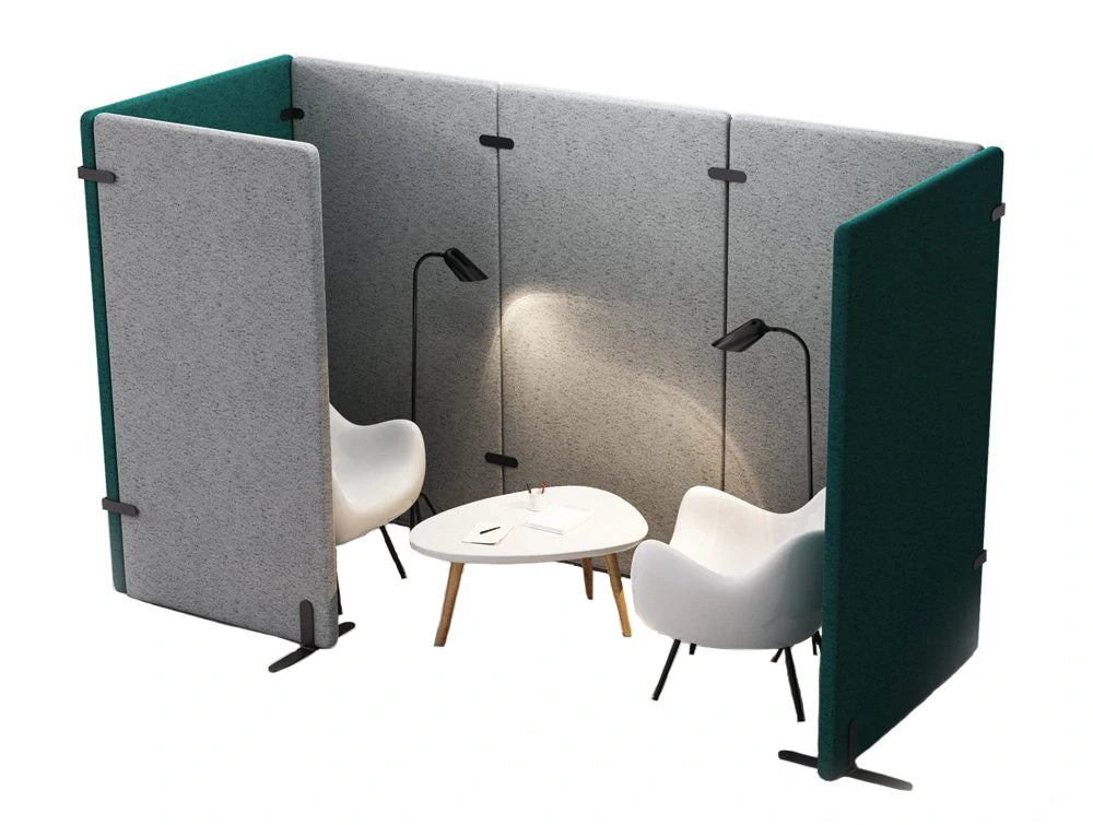 Mutedesign Wall Acoustic Seating Pod With Table And Lounge Chair White