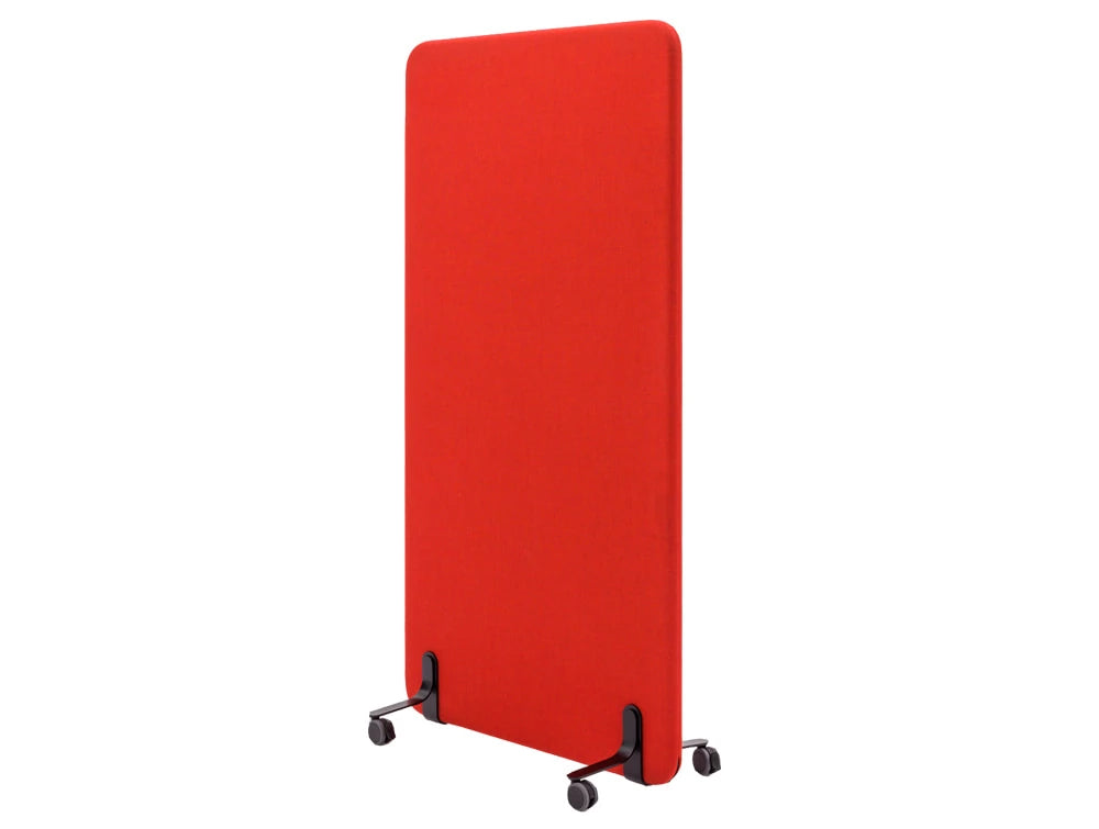 Mutedesign Wall Standing Acoustic Screen In Red With Castors Base