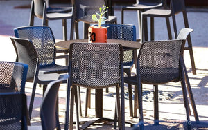 Nardi Bit Stackable Chair in Anthracite with Round Outdoor Table in Cafe Settings