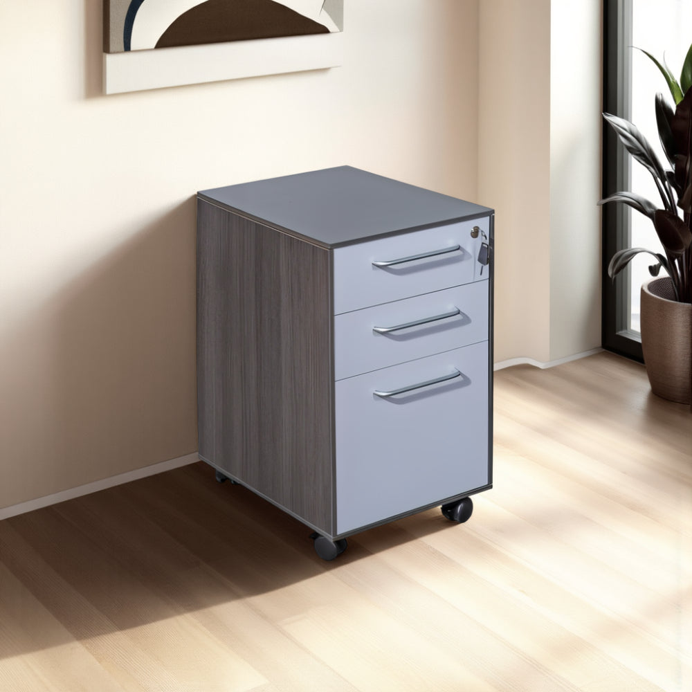 Nero Executive 3 Drawer Mobile Pedestal Anthracite in Modern Office Setting