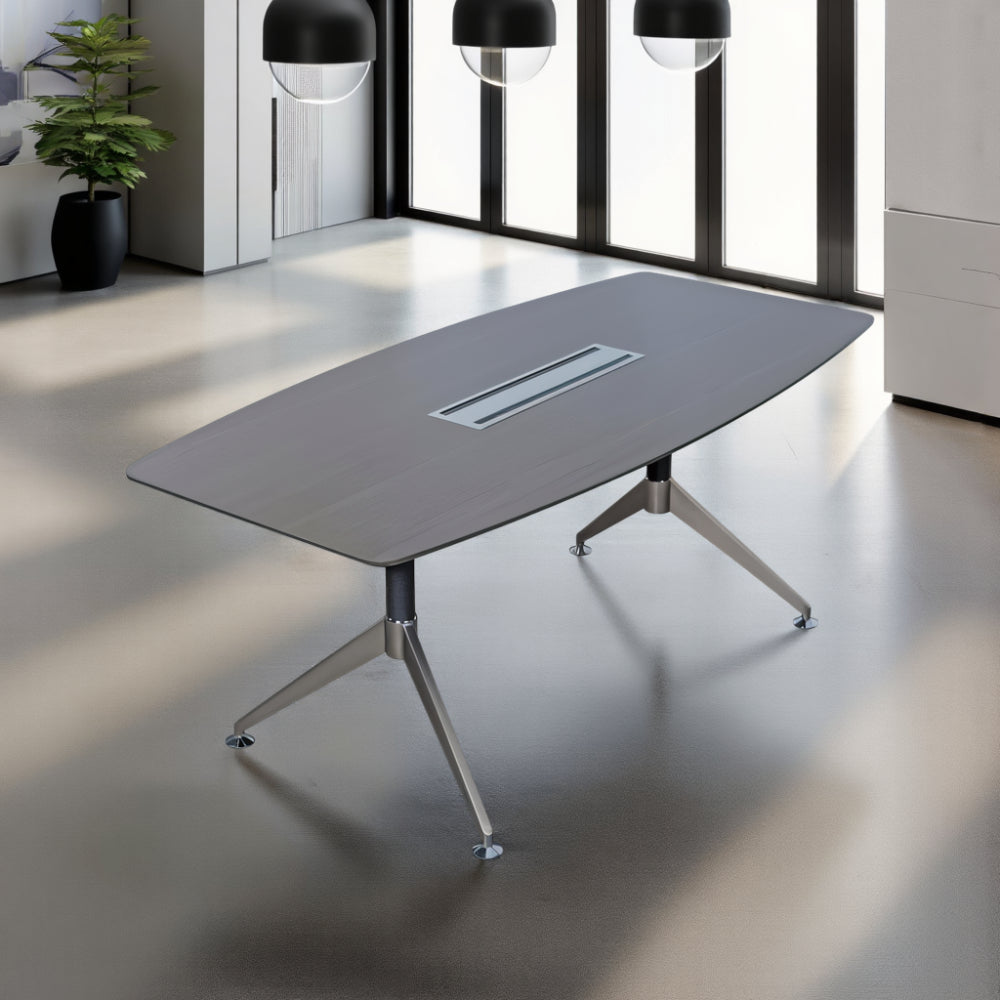 Nero Executive Boardroom Table with Integrated Cable Management in Modern Office Seating