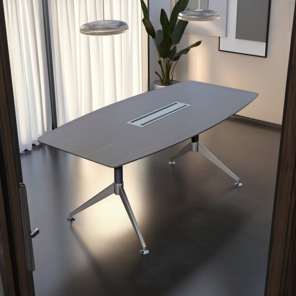 Nero Executive Boardroom Table with Integrated Cable Management in Modern Office Seating