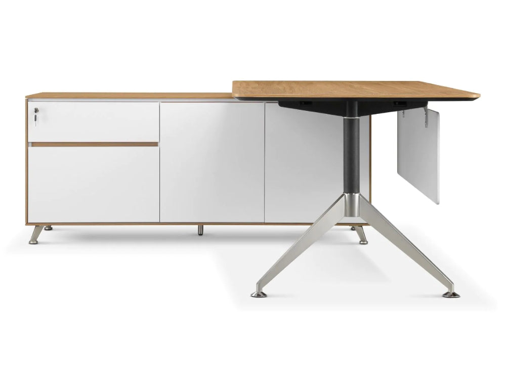 Nero Executive Desk in American Black Walnut with Credenza Unit Left 2